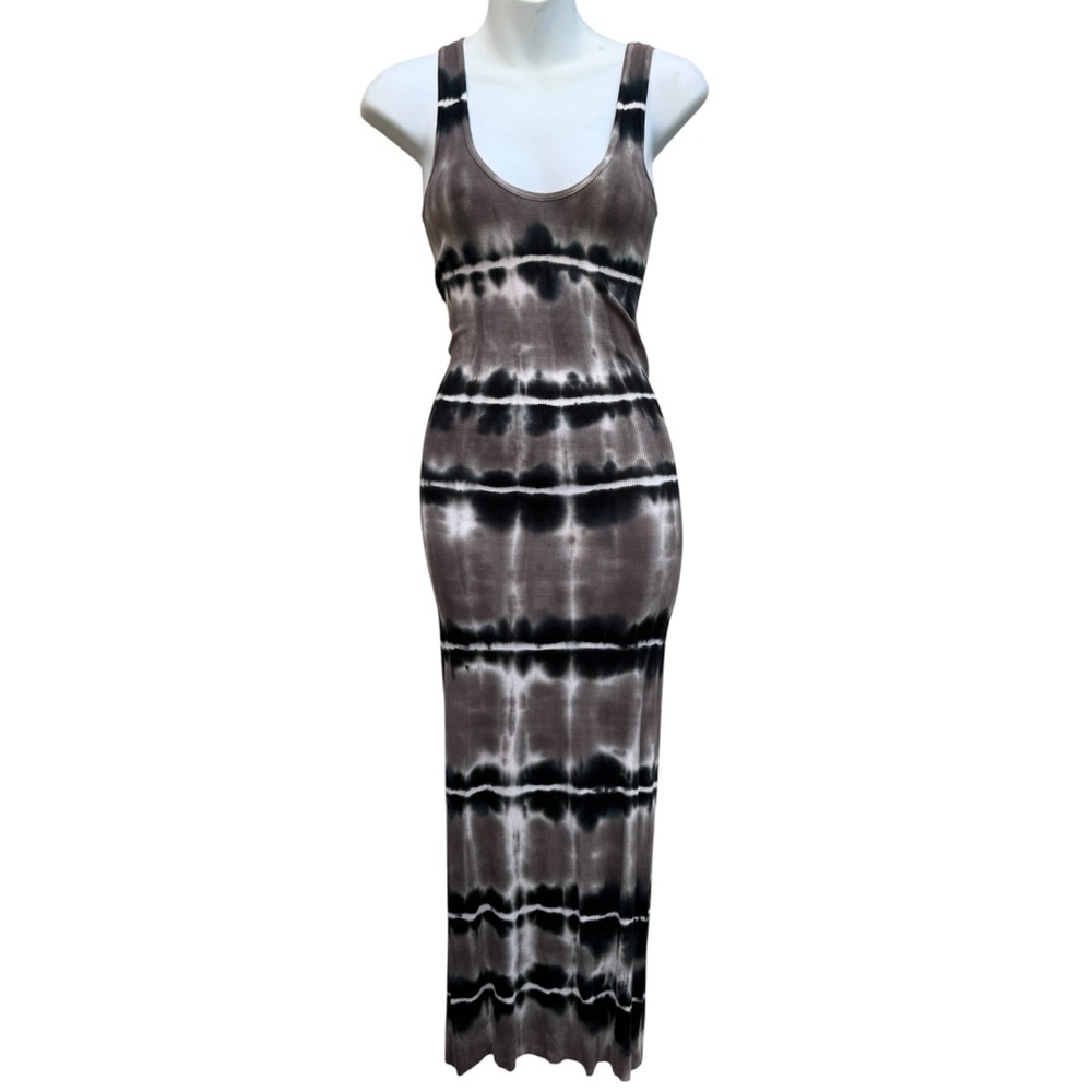 Enza Costa Black and Gray Tie-Dye Maxi Dress